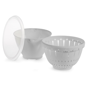 Conteneur passoire en polypropylène 22 cm avec couvercle gris pour usage en cuisine - Product Image 1