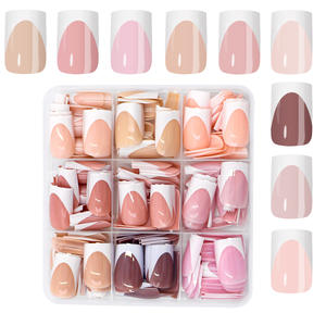 Unghie Finte Pre-Disegnate Stile Francese, Punte Artificiali per Unghie a Copertura Completa - Product Image 4