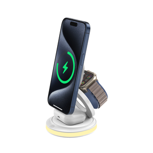 Support de chargeur sans fil <span class=keywords><strong>3</strong></span>-en-1 amélioré avec veilleuse, charge rapide 15W pour téléphone, montre et écouteurs - Product Image 4