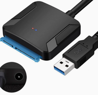 Cavo Convertitore USB 3.0 SATA III a USB-A 5Gbps per HDD/SSD da 2.5"/3.5" con Spina EU e Materiale PVC