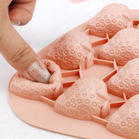 Moule en silicone sans BPA pour chocolat, 10 cavités, moule personnalisé en silicone pour glace à la fraise, plateau à glaçons