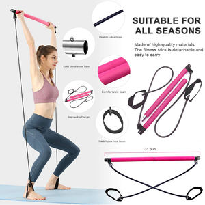 Kit de Barra de Pilates Portátil con Banda de Resistencia, Barra de Yoga, Bucle para Pies para Yoga, Estiramiento, Escultura Corporal, Giro y Abdominales - Product Image 1