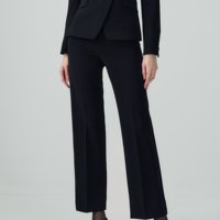 Solapa de pico de doble botonadura de negocios negra Mtm para mujer con traje de esmoquin de seda satinada estilos personalizables