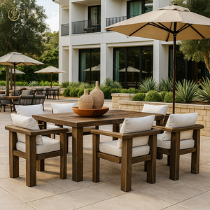 JEILI - Muebles de Madera para Restaurantes al Aire Libre, Juego de Mesa y Sillas Rectangulares de Madera de Teca de Lujo para Hoteles, Jardines y Terrazas - Product Image 1