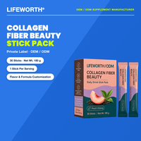 LIFEWORTH Peach Oolong Collagen Peptides Fibres Poudre Beauté en Sachets 30 Bâtonnets Poids Net 180g Boisson Quotidienne Riche en Protéines