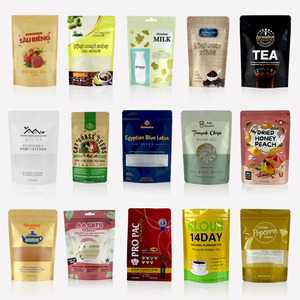 คราฟท์ยืนขึ้นกระเป๋าสำหรับอาหารกาแฟข้าวถั่วแป้งซิปด้านในนูนอลูมิเนียมผู้ผลิตไม่มีหน้าต่าง - Product Image 5