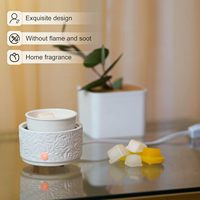 Chauffe-cire électrique 3 en 1 pour bougie en céramique fondoir à cire et brûleur à huile pour cire parfumée et aromathérapie décor à la maison blanc