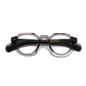 Benyi Custom Logo Transparent Acetate Eyeglasses Frames Retro Optical Glasses Frame 2024