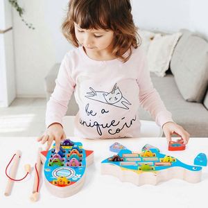 Jeu de pêche magnétique en bois Montessori certifié, en forme de dinosaure fusée, pour la coopération œil-main, vente en gros - Product Image 4