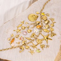 Accessoires DIY en acier inoxydable Série Océan, style plage, pendentifs étoile de mer, coquillage, conque