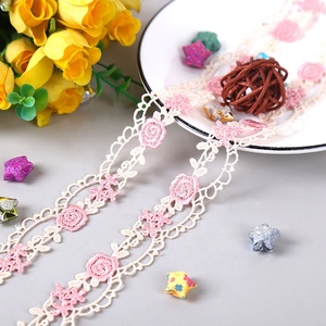 Encaje Bordado Soluble en Agua con Borde <span class=keywords><strong>de</strong></span> Rosas, Accesorios <span class=keywords><strong>de</strong></span> Ropa para Niños, Bolsos, 2.5cm, Encaje <span class=keywords><strong>Rosa</strong></span> Exquisito - Product Image 2