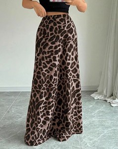 חצאיות מקסי גבוהות לנשים עם הדפס נמר, בגזרה זורמת, מבד רך וקליל, למסיבות, אירועים ערב וליום יום - Product Image 2