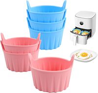 Moules à œufs en silicone pour friteuse à air, 1 paquet, 2,8x2,4 pouces, réutilisables, antiadhésifs, compatibles four et lave-vaisselle, résistants aux hautes températures, outil de cuisson