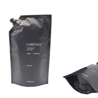 Pochette souple noire personnalisée avec bec verseur, biodégradable, impression hélio, 100 ml, 500 ml, 1 L, pour shampoing, soda et jus