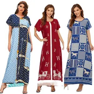 Wholesale Brand Factory Supply Designer Casual Luxury Stain Silk Kaftan Dresses African Islamic Clothing