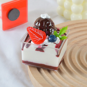 Simulation cup mousse cake model refrigerator magnet fruit dessert cup dessert table decorations photo props - Product Image 1