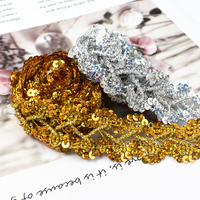 Meetee KY654 25mm Sequin DIY National Hand-Made Ribbon Clothing Accessories Dance Skirt Decoration Tassel Sequin Lace Fabric