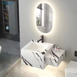 Ensemble de meubles-lavabos de salle de bain de luxe modernes à double couche en ardoise, <span class=keywords><strong>avec</strong></span> éclairage LED intelligent et lavabo en marbre, à fixation murale - Product Image 3