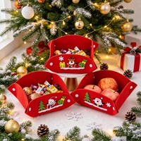 Offre Spéciale : Ensemble de plateaux en feutre pour bonbons de Noël – Père Noël, Bonhomme de neige, Renne – Support de rangement pour fruits et collations – Décoration de table de Noël mignonne