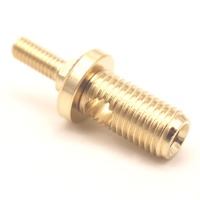 Tornillo de ajuste de latón mecanizado por CNC de alta precisión ISO9001 con tuerca moleteada y secciones de rosca dual