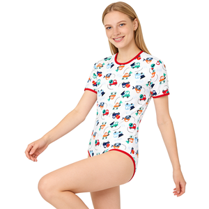 Body de Algodón Estampado para Adultos, Mono para Bebés Adultos, Ropa <span class=keywords><strong>ABDL</strong></span> con <span class=keywords><strong>Manga</strong></span> Corta y Broches en la Entrepierna para Mujer, para Pijamas - Product Image 2