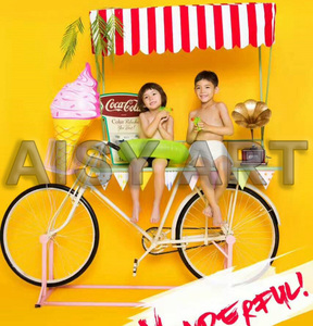 Vacances romaines pastorale vélo affichage modèle métal fer café Restaurant scène pour vitrine peint pour bureau étagère cadeau - Product Image 4