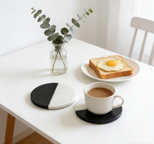 Sous-verres en marbre blanc de qualité supérieure, écologiques, design moderne et luxueux, sous-verres ronds pour la maison, la <span class=keywords><strong>cuisine</strong></span>, les accessoires de salle à manger - Product Image 2