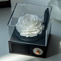 Acrylique Rose Boîte Cadeau Phonographe Immortel Éternelle Rose Fleur Préservée Pour Noël Saint Valentin Cadeaux
