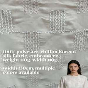 Tela de Chifón Transparente con Bordado a Mano - <span class=keywords><strong>Material</strong></span> de Diseño de Moda, Tela para Ropa 100% Poliéster - Product Image 3