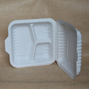 Contenedor de Alimentos Desechable Ecológico y Biodegradable de Almidón de Maíz con Bisagras de 6/8/9 Pulgadas, Loncheras <span class=keywords><strong>para</strong></span> Llevar con 3 Compartimentos - Product Image 4