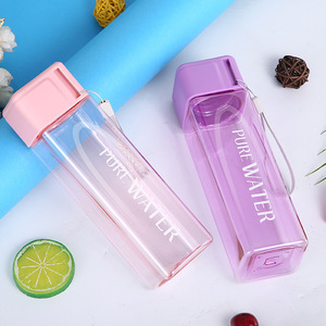 Simple Square <b>Plastic</b> Water Cup Creative Summer Portable Tumbler Leak‑Proof Drop‑Resistant Custom Logo Popular Drinking Cup - Product Image 2