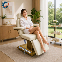 Lit de beauté électrique moderne en acier inoxydable à 3 moteurs réglables pour salon, spa, soins du visage, thérapie des cils et massage, avec éponge haute densité