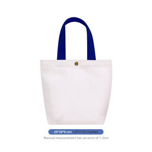 Sac fourre-tout en toile avec impression de logo personnalisé, taille moyenne, poignée longue, fermeture à bouton, sac de shopping pour usage quotidien - Product Image 3