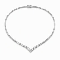 Collier de luxe Better Star Tennis Chain en or blanc 18 carats plaqué, couleur D, VVS1, en forme de V, avec diamants de laboratoire délicats, idéal pour mariage et cadeaux