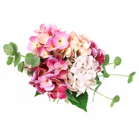 Bunga Hydrangea Buatan Panjang 30cm Grosir, Buket Daun Eucalyptus Campuran