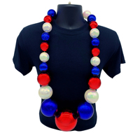 Collier géant de perles Mardi Gras 2026 en gros, rouge, blanc, bleu, pour défilé, carnaval, fête, costume, décoration, accessoires événementiels