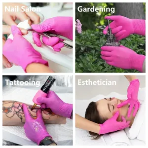 20/50/100PCS Pink Nitrile <b>Disposable</b> <b>Gloves</b> Latex Free Household Cleaning <b>Gloves</b> for Food Pre Tattoo Beauty Esthetician - Product Image 5