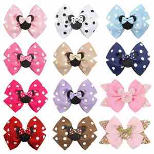 Pasador de Pelo con Lazo de Acrílico con Puntos y Lentejuelas de 5cm para Niñas, Accesorios para el Cabello con Diseño de Mickey Mouse para Fiestas - Product Image 4