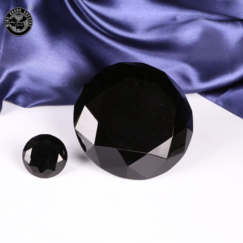 MH-CD022 Black Glass Diamond Shape Crystal Paperweight