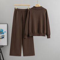 Nouvel ensemble décontracté 2026 pour femme : pull tricoté à col polo et manches longues, style décontracté et tendance, avec blocs de couleur