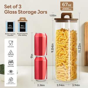 Frasco de Vidrio de Borosilicato Hermético con Tapa de Acacia, Recipiente Transparente para Almacenamiento de Alimentos con Tapa para Especias de Cocina - Product Image 2