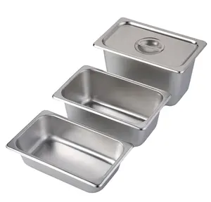 1/4 Gastronorm Stainless Steel GN Container 6.5cm Depth Rectangular Food Buffet Pan Factory Price For Hotel Restaurant Use