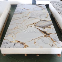 Panneau mural intérieur en PVC effet marbre brillant, imperméable, design 3D UV