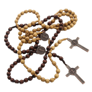 Rosario Católico de Madera de <span class=keywords><strong>San</strong></span> <span class=keywords><strong>Benito</strong></span> para Hombre y Mujer, Collar para Oración Diaria, Protección Espiritual, Cuentas con Cruz de <span class=keywords><strong>San</strong></span> <span class=keywords><strong>Benito</strong></span>, Regalo Religioso - Product Image 6