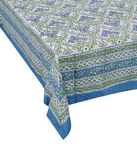 Mantel de mesa con estampado de bloques indios hecho a mano, mantel rectangular de algodón puro con patrón redondo/cuadrado, tela de lino para mesa de comedor - Product Image 1