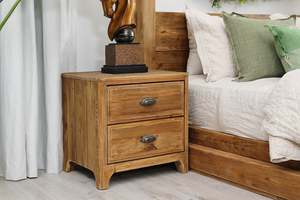 Recycled Pine Wood <strong>Rustic</strong> Night Stand Modern for Bedroom Two Drawers <strong>Bedside</strong> <strong>Table</strong> - Product Image 6
