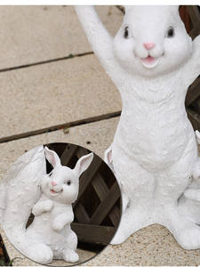Grand lapin en résine peint à <span class=keywords><strong>la</strong></span> main, ornement <span class=keywords><strong>de</strong></span> bienvenue pour balcon, cour et aménagement paysager, ornement <span class=keywords><strong>de</strong></span> salutation tendance - Product Image 2