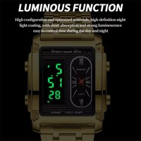 BINBON B2311 jam tangan Quartz pria, jam tangan bisnis baja tahan karat emas persegi modis