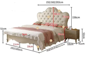 Lit convertible en bois massif, style crème français moderne, design européen, confortable, rembourré en cuir souple, luxe léger - Product Image 6