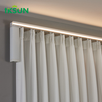 Sistema de riel de cortina motorizado IKSUN Motor eléctrico de CC Smart Tuya Homekit APP Control Cenefa Riel de cortina con luz LED